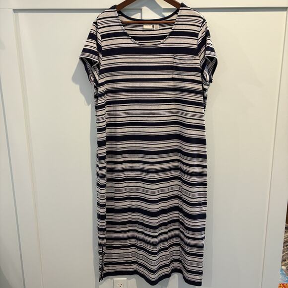 Zenergy Chico’s Maxi Dress Women XL (3) Blue White Stripe Nautical Sailor Cruise - Picture 2 of 15